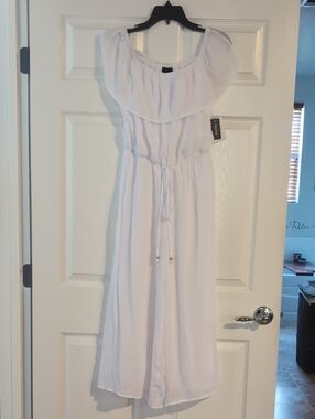 Tacera White Wide Leg Jumpsuit